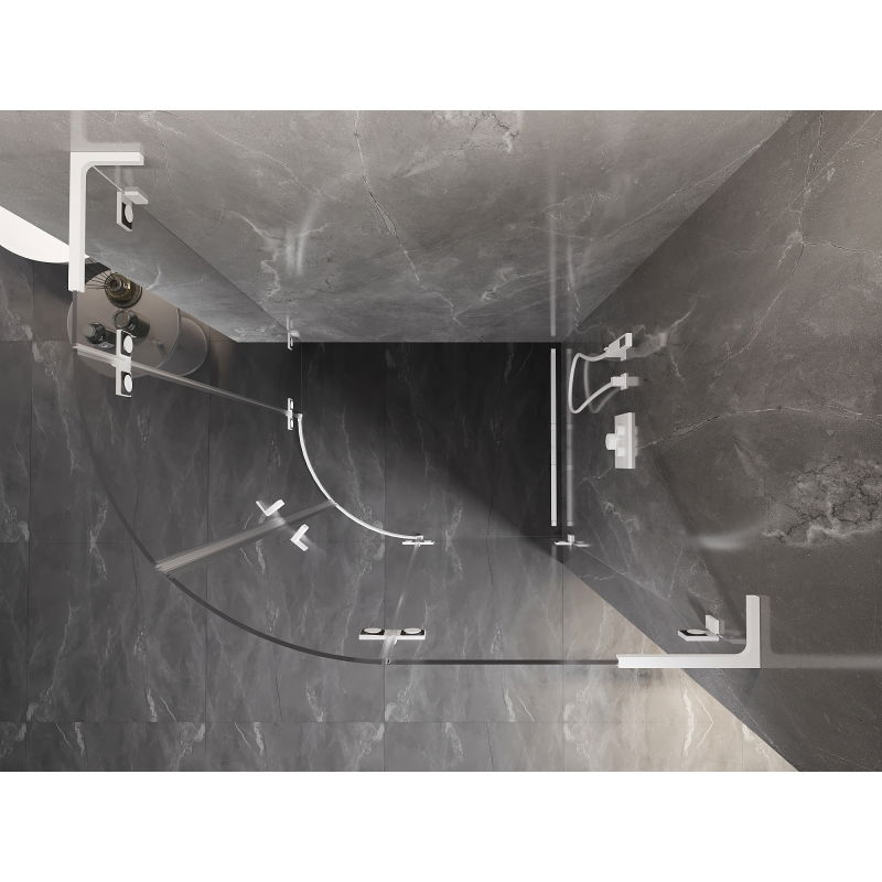 Mexen Lunar L pusapvalė dušo kabina, atidaroma dešinė 100 x 80 cm, skaidri, balta - 833L-100P-080L-20-00