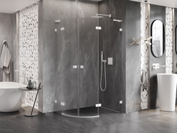 Mexen Lunar L pusapvalė dušo kabina dešinė 100 x 90 cm, skaidri, balta - 833L-100P-090L-20-00