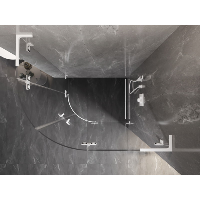 Mexen Lunar L dušo kabina pusapvalė varstoma dešinė 100 x 90 cm, permatoma, balta - 833L-100P-090L-20-00