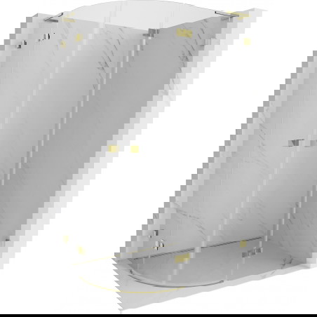 Mexen Lunar L pusrutulio formos dušo kabina su varstomomis durimis, dešinė 100 x 90 cm, skaidri, auksinė