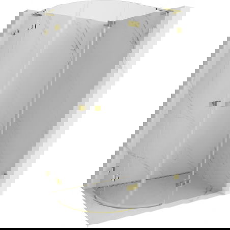 Mexen Lunar L pusapvalė dušo kabina, atveriama, dešinioji, 90 x 80 cm, skaidri, šlifuotas auksas - 833L-090P-080L-55-00