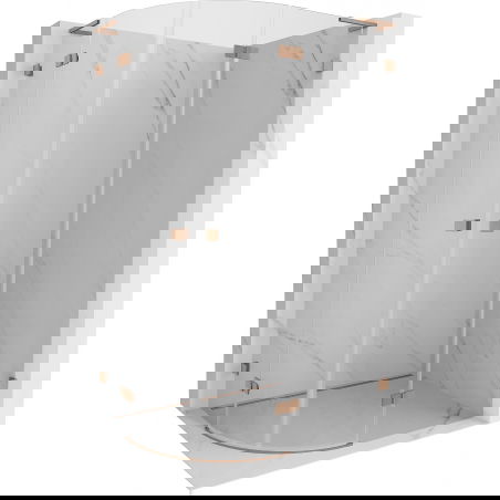 Mexen Lunar L stačiakampis dušas kabina atverčiama dešinė 90 x 80 cm, skaidri, šlifuota varis - 833L-090P-080L-65-00
