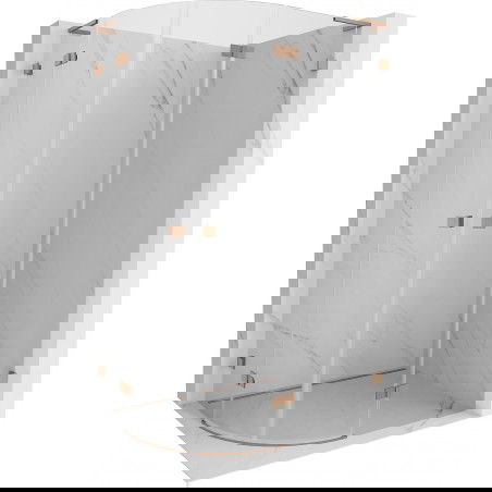 Mexen Lunar L pusapvalė dušo kabina, dešininė, 100 x 90 cm, skaidri, šlifuota varis - 833L-100P-090L-65-00