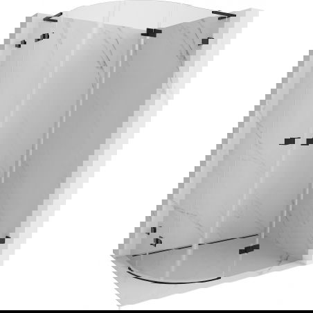 Mexen Lunar L pusapvalė dušo kabina, dešinė pusė, 100 x 80 cm, skaidri, juoda - 833L-100P-080L-70-00