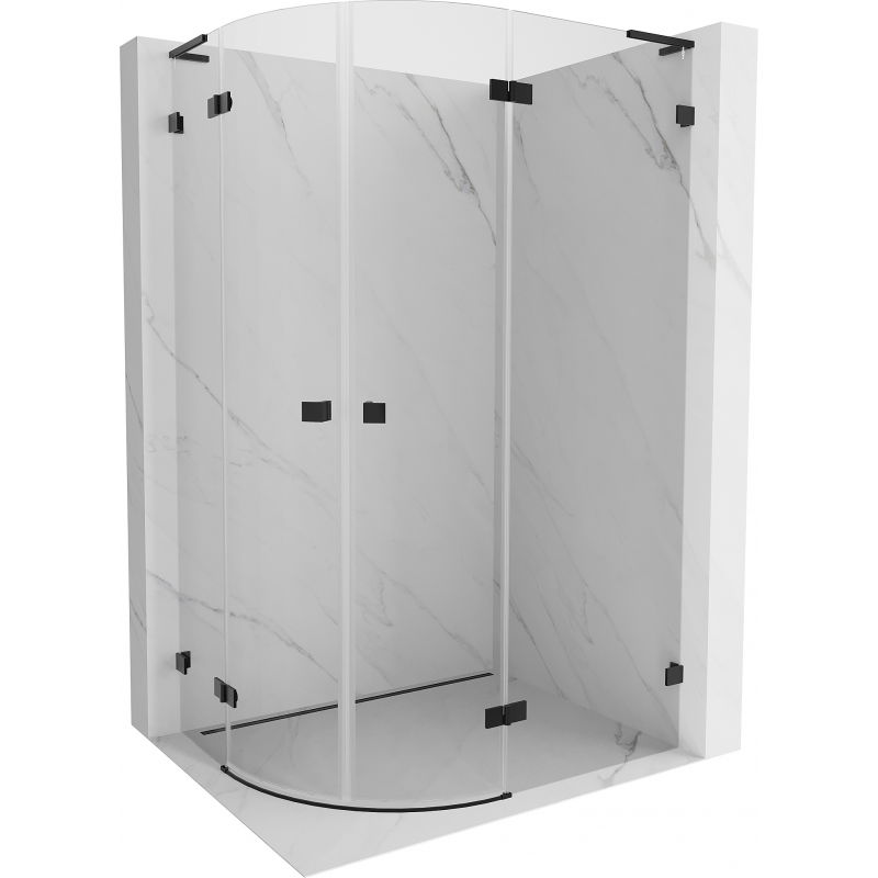 Mexen Lunar L pusapvalė dešinė dušo kabina 100 x 90 cm, permatoma, juoda - 833L-100P-090L-70-00