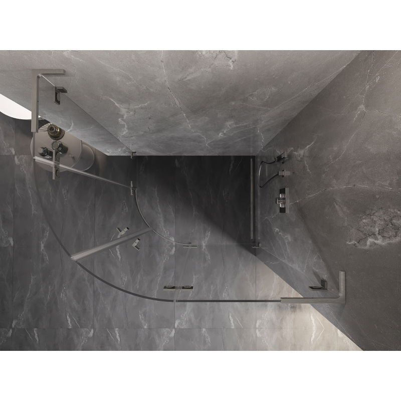 Mexen Lunar L pusapvalė dušo kabina atveriama dešinė 80 x 70 cm, skaidri, šlifuotas nikelis - 833L-080P-070L-97-00