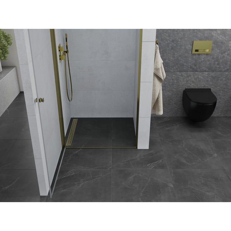 Mexen Pretoria dušo durys, kurios atsiveria 70 cm, skaidrios, auksinės - 852-070-000-50-00