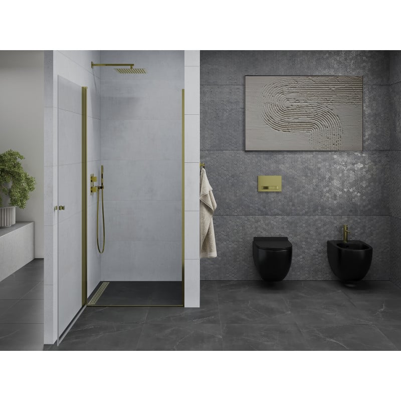 Mexen Pretoria dušo durys, kurios atsiveria 70 cm, skaidrios, auksinės - 852-070-000-50-00