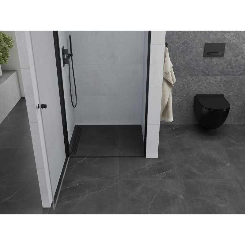 Mexen Pretoria atsidarymo dušo durys 80 cm, skaidrios, juodos - 852-080-000-70-00