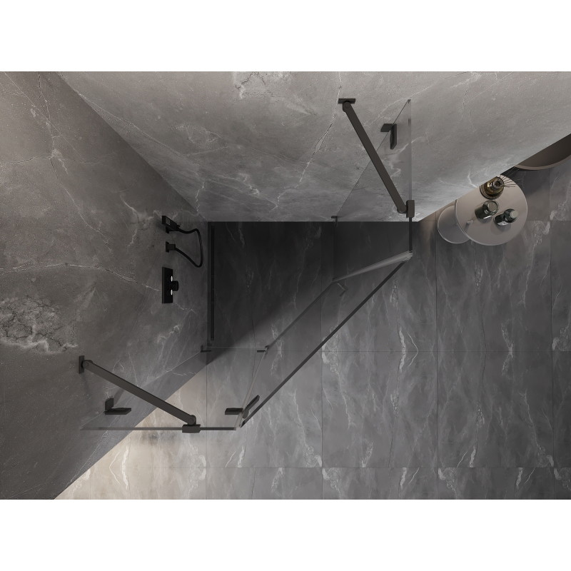 Mexen Lunar penkiakampė kairinė dušo kabina 90 x 90 cm, skaidri, šautuvo metalas - 831-090L-090P-95-00-L