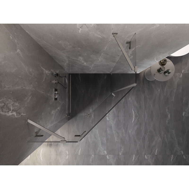 Mexen Lunar pentagoninė dušo kabina su kairiniu atidarymu, 80 x 80 cm, skaidri, šlifuotas nikelis - 831-080L-080P-97-00-L