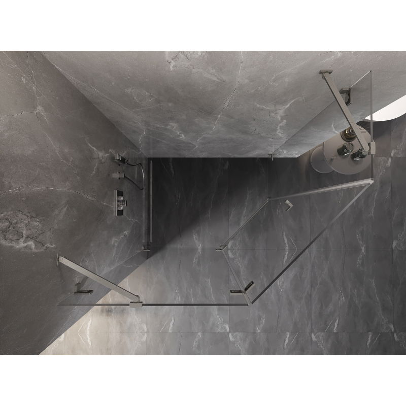 Mexen Lunar penkiakampė kairė atidaroma dušo kabina 90 x 80 cm, skaidri, šlifuotas nikelis - 831-090L-080P-97-00-L