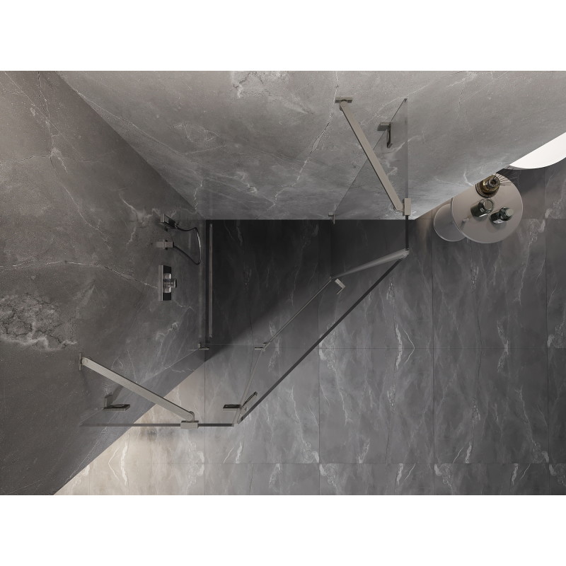 Mexen Lunar penkiakampė į dešinę atveriama dušo kabina 90 x 90 cm, skaidri, šlifuotas nikelis - 831-090L-090P-97-00-L