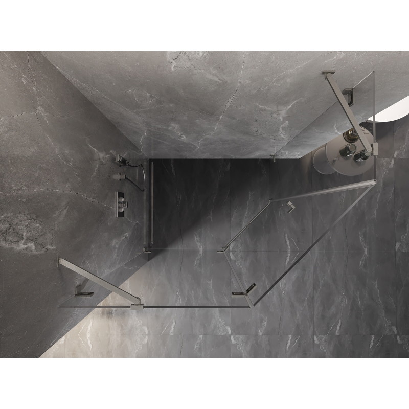 Mexen Lunar penkiakampė kairėn atidaroma dušo kabina 100 x 90 cm, skaidri, šlifuotas nikelis - 831-100L-090P-97-00-L