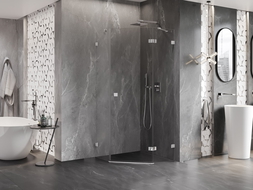 Mexen Lunar penkiakampė dušo kabina su dešininiu atveriamu mechanizmu 80 x 80 cm, skaidri, chromas - 831-080P-080L-01-00-P