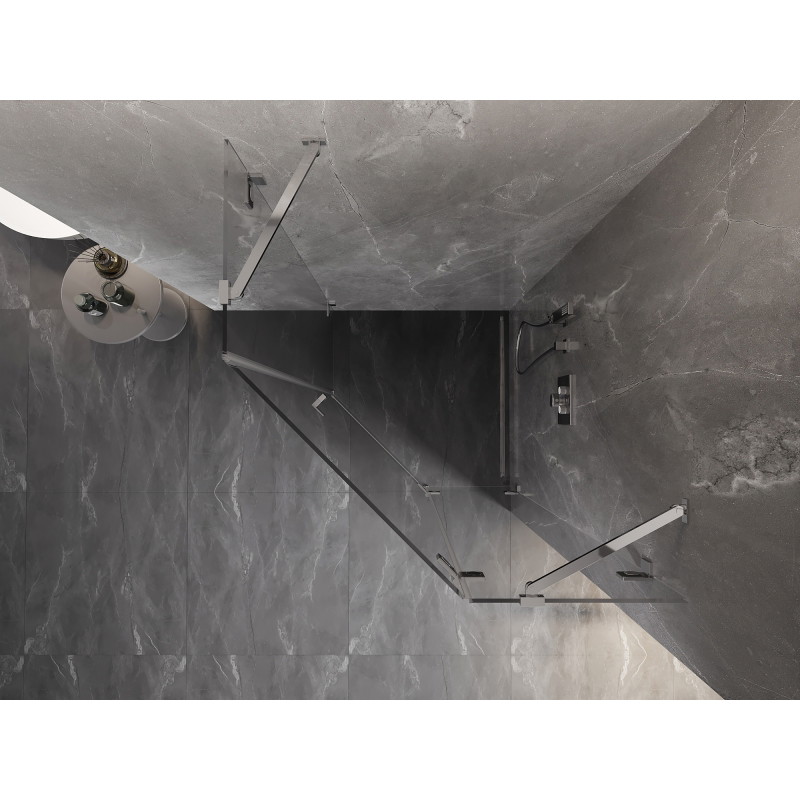 Mexen Lunar penkiakampė dušo kabina su dešininiu atveriamu mechanizmu 80 x 80 cm, skaidri, chromas - 831-080P-080L-01-00-P