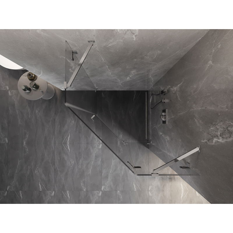 Mexen Lunar penkiakampė dešinė dušo kabina 100 x 100 cm, permatoma, chromuota - 831-100P-100L-01-00-P