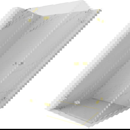 Mexen Lunar Duo atidaroma kairinė dušo kabina 85 x 80 cm, permatoma, auksinė matinė - 834-085L-080P-55-00