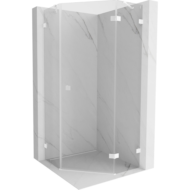 Mexen Lunar penkiakampė dušo kabina, dešinė vyriai, 90 x 90 cm, permatoma, balta - 831-090P-090L-20-00-P