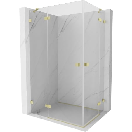Mexen Lunar Duo varstoma dušo kabina 90 x 85 cm, skaidri, šepečiu paauksuota - 834-090L-085P-55-00