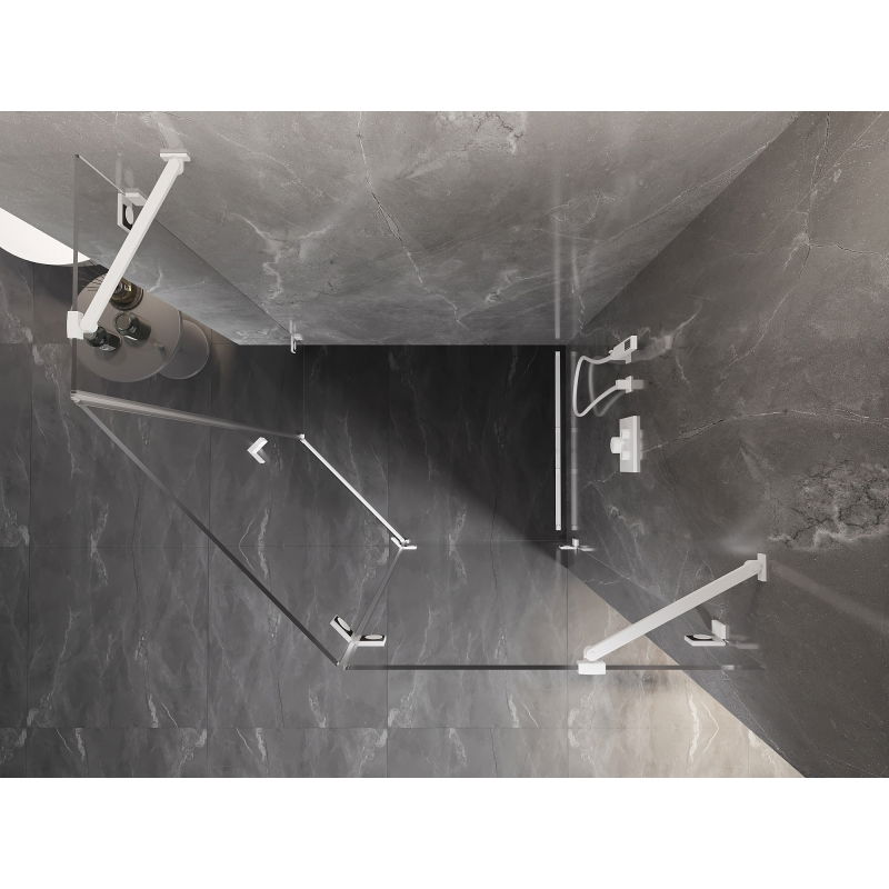 Mexen Lunar penkiakampė dušo kabina varstoma dešinė 100 x 90 cm, permatoma, balta - 831-100P-090L-20-00-P