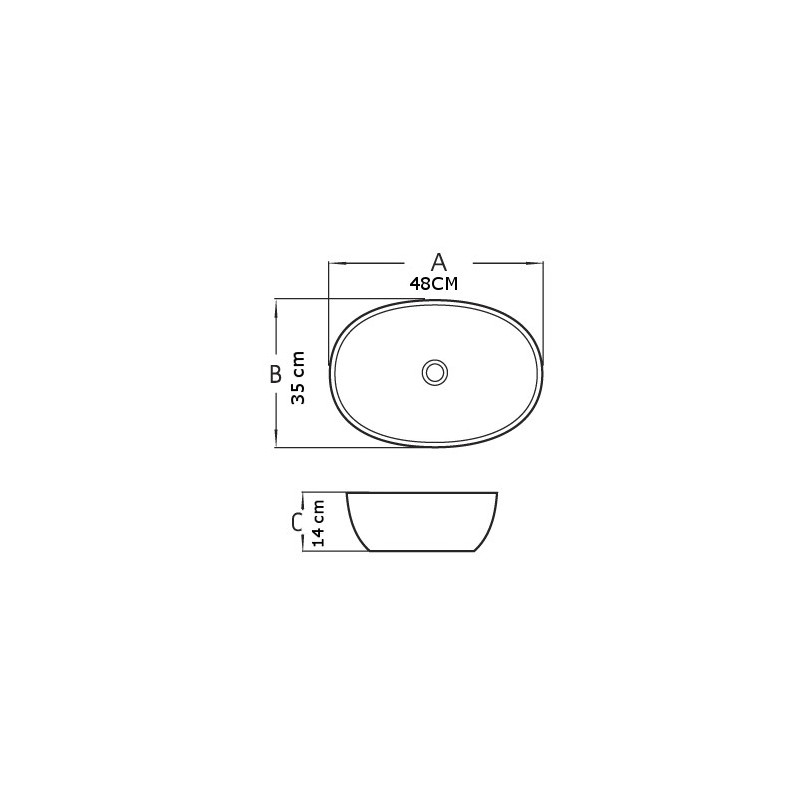 Mexen Viki praustuvė ant countertop 48 x 35 cm, tamsiai pilka matinė - 21054871