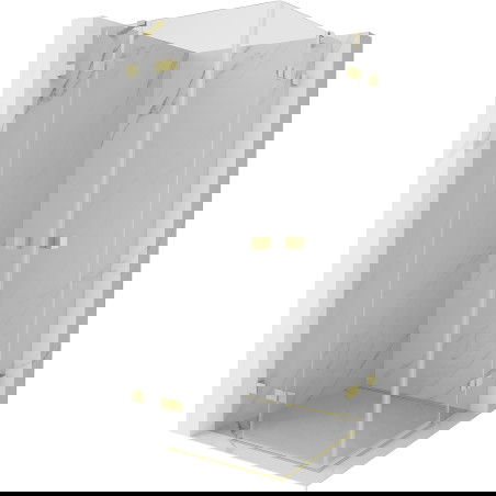 Mexen Lunar Dviguba dušo kabina su durimis 100 x 100 cm, skaidri, aukso spalvos šlifuota - 834-100L-100P-55-00