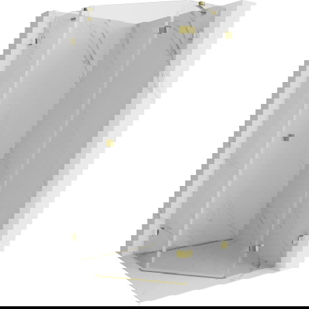 Mexen Lunar penkiakampė atveriama dešinė dušo kabina 90 x 90 cm, skaidri, auksinė - 831-090P-090L-50-00-P