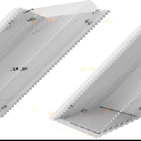 Mexen Lunar Dviguba kairioji dušo kabina 115 x 90 cm, permatoma, rožinis auksas - 834-115L-090P-60-00