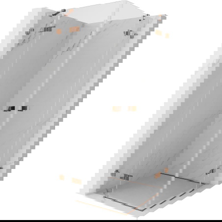 Mexen Lunar Dvigubas dušo kabina atverčiamas 115 x 115 cm, permatomas, rožinio aukso - 834-115L-115P-60-00