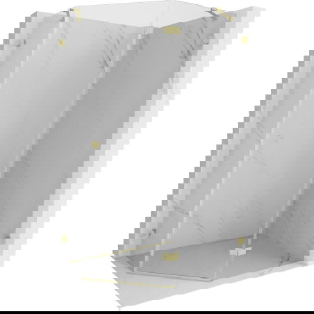 Mexen Lunar penkiakampė dešinė pusiau varstoma dušo kabina 100 x 90 cm, permatoma, auksinė matinė - 831-100P-090L-55-00-P