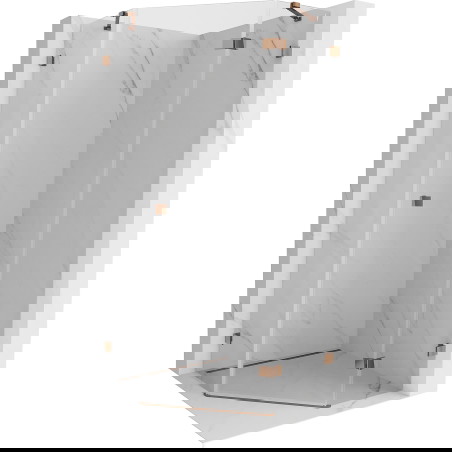 Mexen Lunar penkiakampė dušo kabina, atidaroma dešinė 80 x 80 cm, skaidri, rožinis auksas - 831-080P-080L-60-00-P