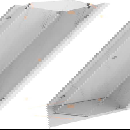 Mexen Lunar penkiakampė dešinė pusė dušo kabina 100 x 80 cm, skaidrus, šlifuotas varis - 831-100P-080L-65-00-P