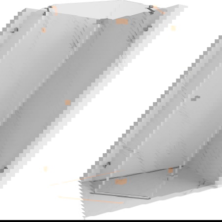 Mexen Lunar penkiakampė dešinė atveriama dušo kabina 100 x 90 cm, skaidri, šlifuotas varis - 831-100P-090L-65-00-P