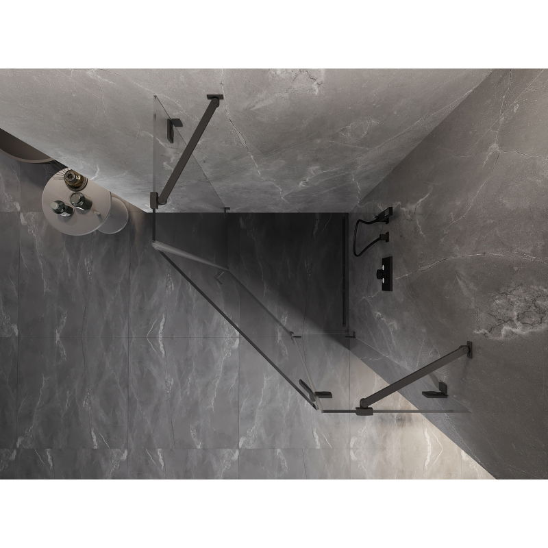 Mexen Lunar penkiakampė atveriama dešinė dušo kabina 90 x 90 cm, skaidri, gun metal - 831-090P-090L-95-00-P