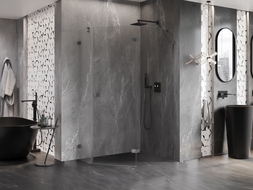 Mexen Lunar penkiakampė dešininė dušo kabina 100 x 80 cm, skaidri, gun metal - 831-100P-080L-95-00-P