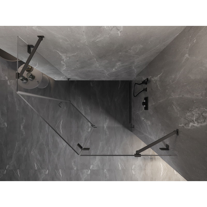 Mexen Lunar penkiakampė dešininė dušo kabina 100 x 80 cm, skaidri, gun metal - 831-100P-080L-95-00-P