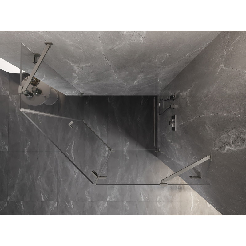 Mexen Lunar penkiakampė atidaroma dešinė dušo kabina 90 x 80 cm, permatoma, šlifuotas nikelis - 831-090P-080L-97-00-P