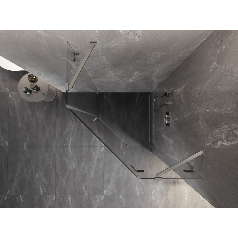 Mexen Lunar penkiakampė dušo kabina su atveriamomis durimis, dešinė, 90 x 90 cm, skaidri, šlifuotas nikelis