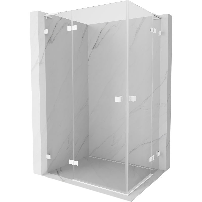 Mexen Lunar L Duo atveriama dušo kabina 100 x 85 cm, skaidri, balta - 834L-100L-085P-20-00