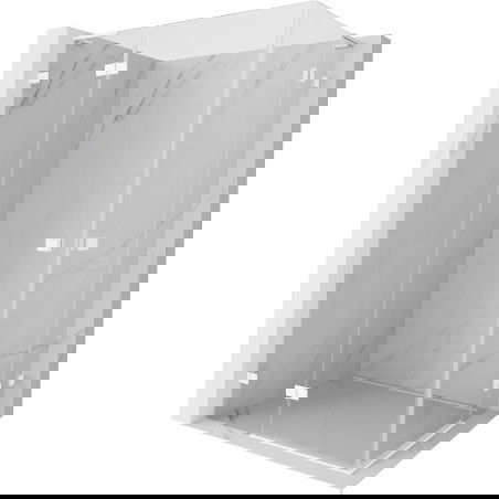 Mexen Lunar L Dviguba dušo kabina su atveriamomis durimis, kairė 115 x 80 cm, permatoma, balta - 834L-115L-080P-20-00