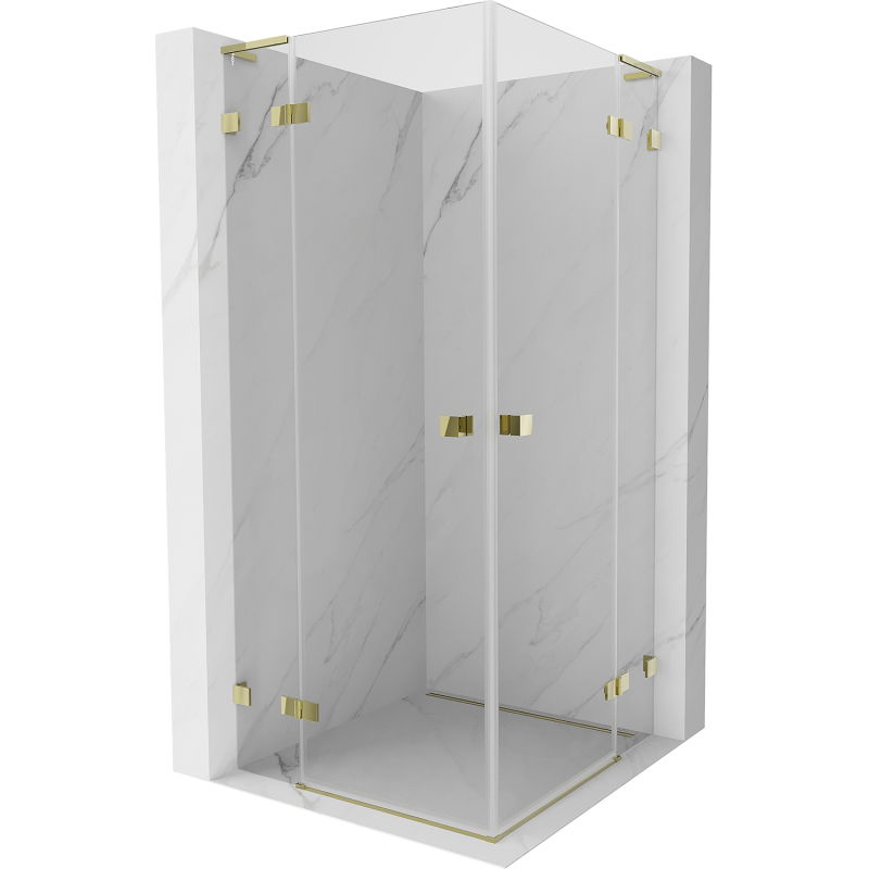 Mexen Lunar L Duo sulankstoma dušo kabina 70 x 70 cm, skaidri, auksinė - 834L-070L-070P-50-00