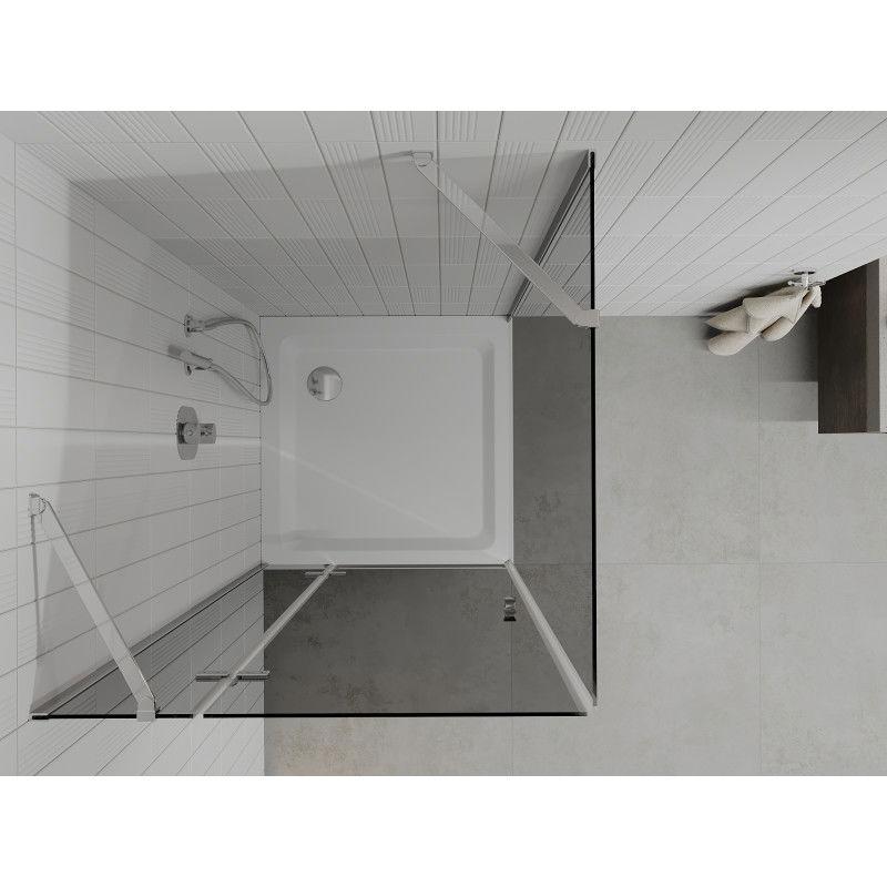 Mexen Roma dušo kabina, atidaroma 80 x 80 cm, grafitas, chromas + lėkštė Flat, balta - 854-080-080-01-40-4010