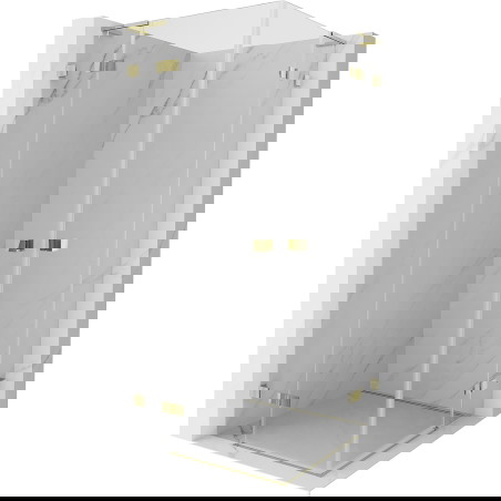 Mexen Lunar L Duo pakabinamoji dušo kabina 105 x 105 cm, permatoma, auksinė - 834L-105L-105P-50-00