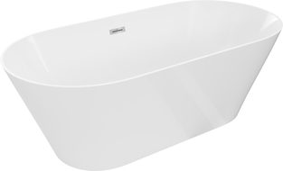 Mexen Luna Slim laisvai pastatoma vonia 170 x 75 cm, balta, chromuotas persipylimas - 52041707500-01