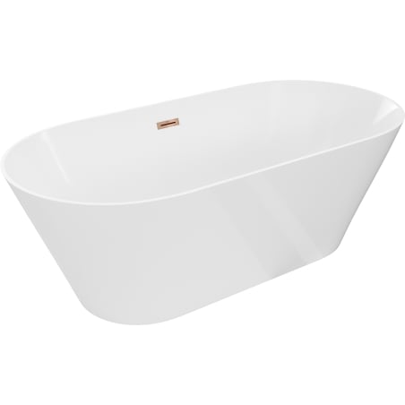 Mexen Luna Slim laisvai pastatoma vonia 170 x 75 cm, balta, persipylimas rožinis auksas - 52041707500-60