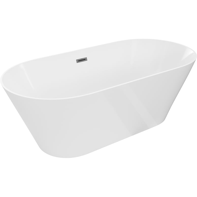 Mexen Luna Slim laisvai pastatoma vonia 170 x 75 cm, balta, perpylimas ginklų metalo - 52041707500-95