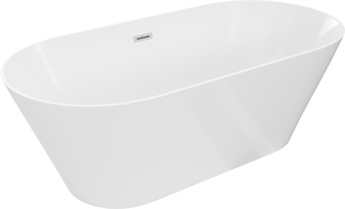 Mexen Luna Slim laisvai pastatoma vonia 170 x 75 cm, balta, šepetėlinis nikelis - 52041707500-97