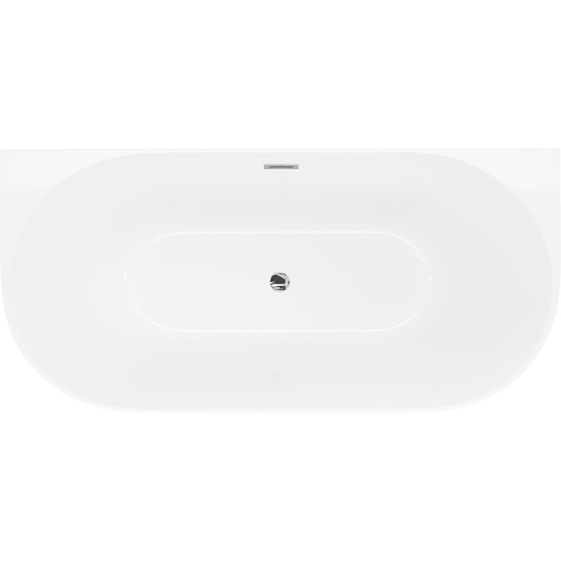 Mexen Oval Slim laisvai pastatoma vonia prie sienos 170 x 80 cm, balta, chromuota perpylimo anga - 52661708000-01