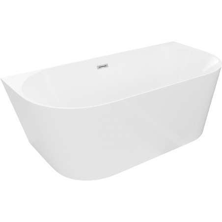 Mexen Oval Slim laisvai pastatoma vonia prie sienos 170 x 80 cm, balta, chromuota perpylimo anga - 52661708000-01